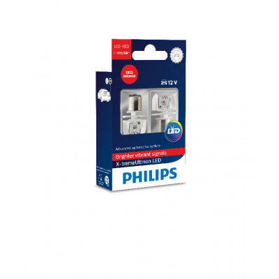 Лампа LED P21/5W 12V (BAY15d) 2-х конт. красный Xtreme Vision PHILIPS 12899RX2